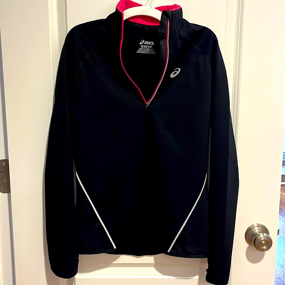 ASICS Wind Breaker half zip jacket running XS reflectors like new